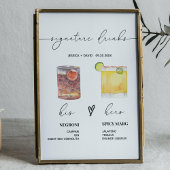moderne handtekening drink bruiloft bord poster