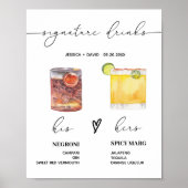 moderne handtekening drink bruiloft bord poster (Voorkant)