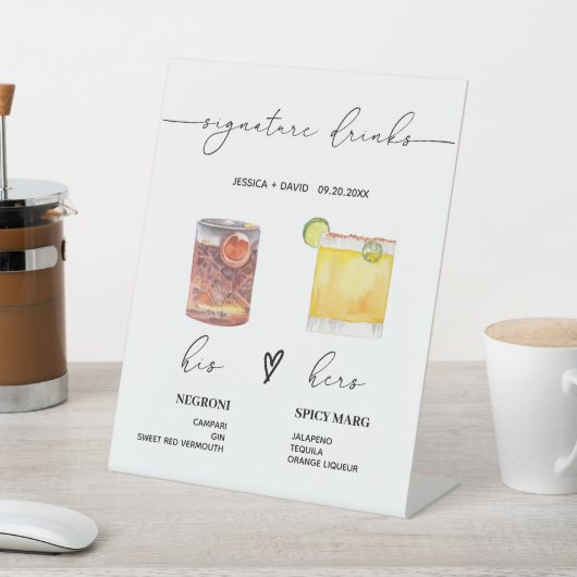 moderne handtekening drink bruiloft bord reclamebord met voetstuk (Insitu)