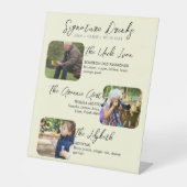 Moderne handtekening Drink drie foto-bruiloft Reclamebord Met Voetstuk (Voorkant)