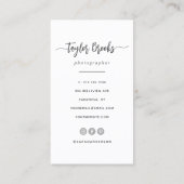 Moderne handtekening Elegant Script-fotograaf Visitekaartje (Achterkant)