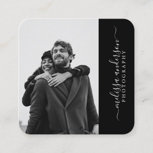 Moderne handtekening fotografie vierkante visitekaartje (Voorkant)
