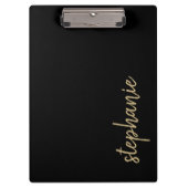 Moderne handtekening - Gepersonaliseerd zwart goud Klembord (Voorkant)