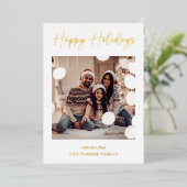 Moderne handtekening | Goud folie script multi fot Folie Feestdagenkaart (Staand Voorkant)