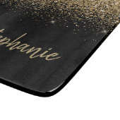 Moderne handtekening goud glitters zwart snijplank (Hoek)