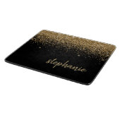 Moderne handtekening goud glitters zwart snijplank (Hoek)