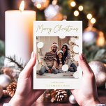 Moderne handtekening | Gouden folie Script Multi F Folie Feestdagenkaart<br><div class="desc">Op deze eenvoudige en moderne kerstkaart staat "Merry Christmas" in elegante,  karakteristieke gouden folie scripttypografie. Voeg vijf van uw favoriete familiefoto toe aan de voor- en achterkant van deze kaart voor een prachtig resultaat!</div>
