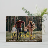 Moderne handtekening | Horizontale foto Folie Feestdagenkaart (Staand Voorkant)