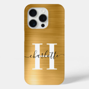 Moderne handtekening Monogram Gold Foil iPhone 15 Pro Case