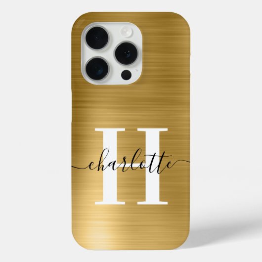 Moderne handtekening Monogram Gold Foil Case-Mate iPhone Case (Achterkant)