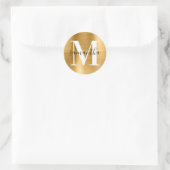 Moderne handtekening Monogram Gold Foil Ronde Sticker (Tas)