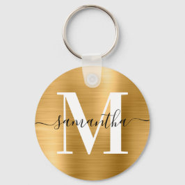 Moderne handtekening Monogram Gold Foil Sleutelhanger
