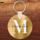 Moderne handtekening Monogram Gold Foil Sleutelhanger (Voorkant)