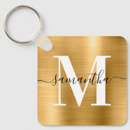 Moderne handtekening Monogram Gold Foil Sleutelhanger