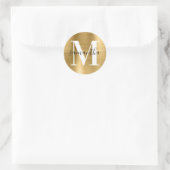 Moderne handtekening monogram goud folie ronde sticker (Tas)