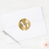 Moderne handtekening monogram goud folie ronde sticker (Envelop)