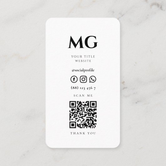 Moderne Handtekening Professioneel Elegant Wit Visitekaartje (Achterkant)