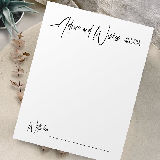 Moderne handtekening script afstudeeradvies & wens notitiekaartje