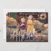 Moderne handtekening script Fijne Halloween-foto Feestdagenkaart (Voorkant)