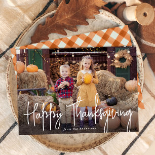 Moderne handtekening script Gelukkig Thanksgiving Feestdagenkaart