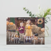 Moderne handtekening script Happy Thanksgiving Fot Feestdagenkaart (Staand voorkant)