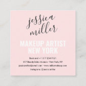 Moderne handtekening script licht roze make-up art vierkante visitekaartje (Achterkant)