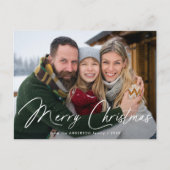 Moderne handtekening script Prettig Kerstmis foto Feestdagenkaart (Voorkant)