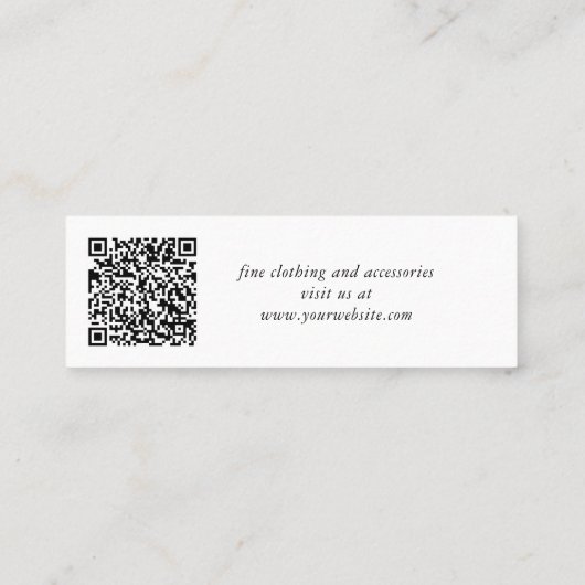 Moderne handtekening script QR-code hanglabel Mini Visitekaartje (Achterkant)