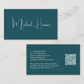 Moderne handtekening script QR-code professioneel  Visitekaartje (Voorkant / Achterkant)