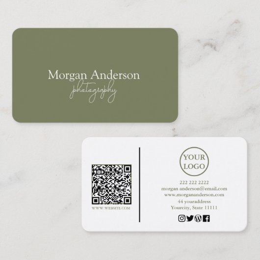 Moderne handtekening Script QR-code sociaal Visitekaartje (Voorkant / Achterkant)