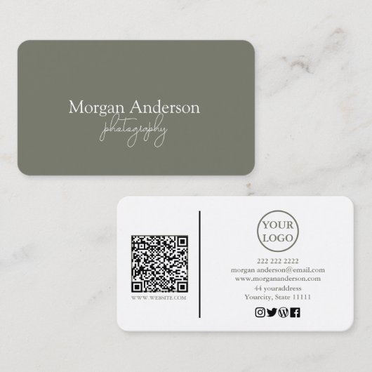 Moderne handtekening Script QR-code sociaal Visitekaartje (Voorkant / Achterkant)