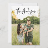 Moderne handtekening script roomkleurig en olijfgr feestdagenkaart (Voorkant)