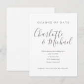 Moderne handtekening Uitgesteld datum wijzigen Aankondigingskaart (Voorkant / Achterkant)