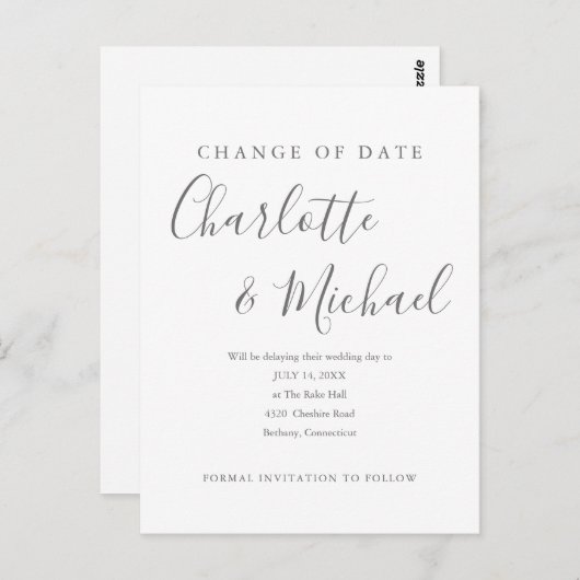 Moderne handtekening Uitgesteld datum wijzigen Briefkaart (Voorkant / Achterkant)