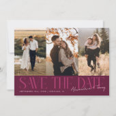 Moderne handtekening van het paar met meerdere fot save the date (Voorkant)