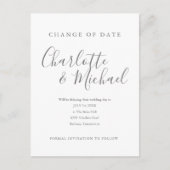 Moderne handtekening Verander de datum Uitgesteld Aankondigingskaart (Voorkant)