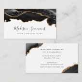 Moderne handtekening zwart Gold Glitter Agate Marb Visitekaartje (Voorkant / Achterkant)