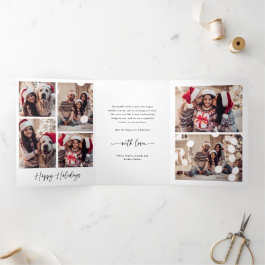 Moderne handtekening | Zwart-wit Multi Foto Drieluik Wenskaart (Binnen)