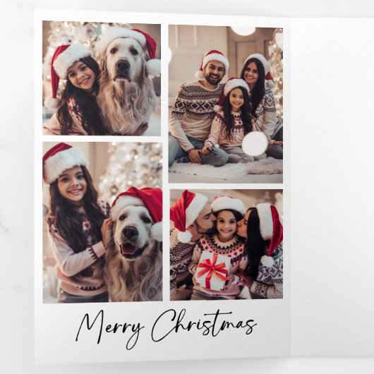 Moderne handtekening | Zwart-wit Multi Foto Drieluik Wenskaart (Binnenzijde eerst)