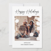 Moderne handtekening | Zwarte en witte multi foto Feestdagenkaart (Voorkant)