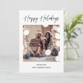 Moderne handtekening | Zwarte en witte multi foto Feestdagenkaart (Staand voorkant)