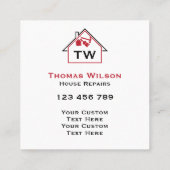 Moderne handyman Carpenter Tools Busin Vierkante Visitekaartje (Achterkant)