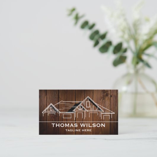 Moderne handyman Carpenter Tools Wood Visitekaartje (Staand voorkant)