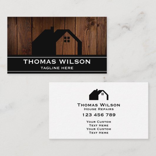 Moderne handyman Carpenter Tools Wood Visitekaartje (Voorkant / Achterkant)