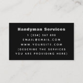 Moderne Handyman Services Zwart-wit minimalistisch Visitekaartje (Achterkant)