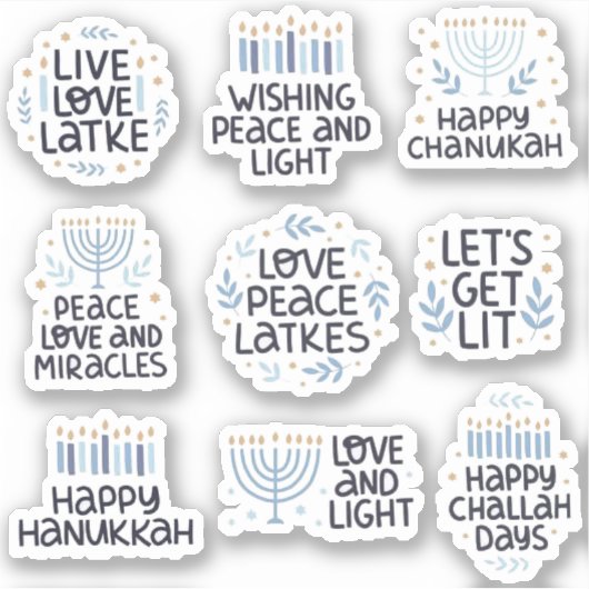 Moderne Hanukka-typografie Leuk  Sticker (Voorkant)