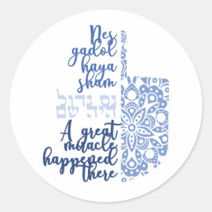 Moderne Hanukkah-dreidel-mirakelstickers Ronde Sticker