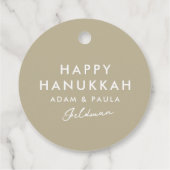 Moderne Hanukkah Menorah Beige Favor Label (Achterkant)