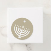 Moderne Hanukkah Menorah Beige Favor Label (In situ)
