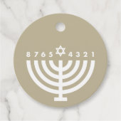 Moderne Hanukkah Menorah Beige Favor Label (Voorkant)